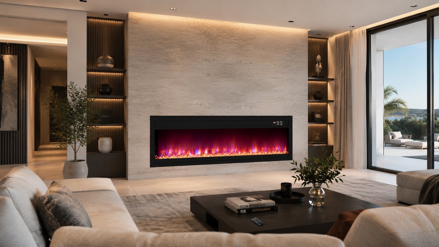Chimenea con panel de control e insertable de última tecnología y mando a distancia Pierre Chimen