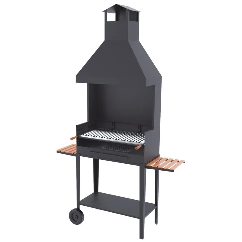 Barbacoa de carbón y leña con Chimenea y Carro