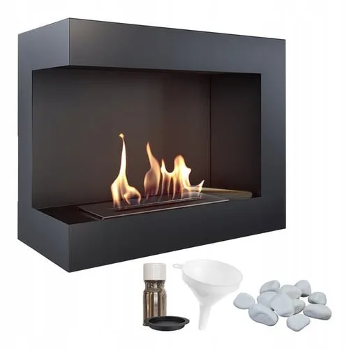 Chimenea Bioetanol de Pared DELTA 600 TÜV izquierda piedras decorativas set