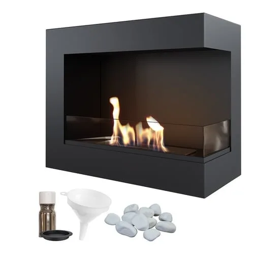 Chimenea Bioetanol de Pared DELTA TÜV derecha piedras decorativas set