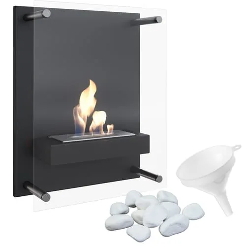 Chimenea Bioetanol de Pared GLASS con acristalamiento TÜV kit