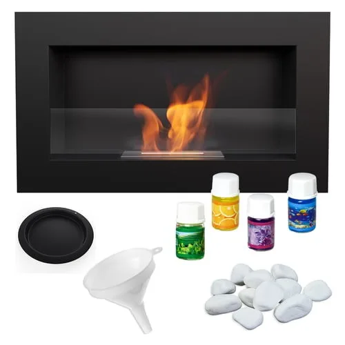 Chimenea Bioetanol de Pared GOLF 2 negro con acristalamiento kit