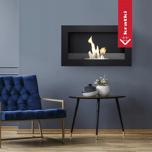 Chimenea Bioetanol de Pared GOLF 2 negro con acristalamiento kit