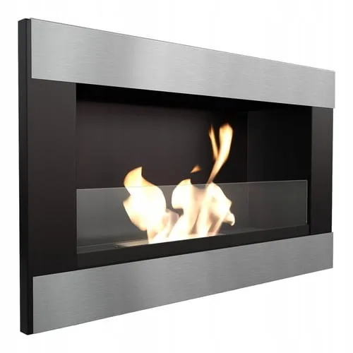 Chimenea Bioetanol de Pared GOLF Horizontal TÜV negro con acristalamiento