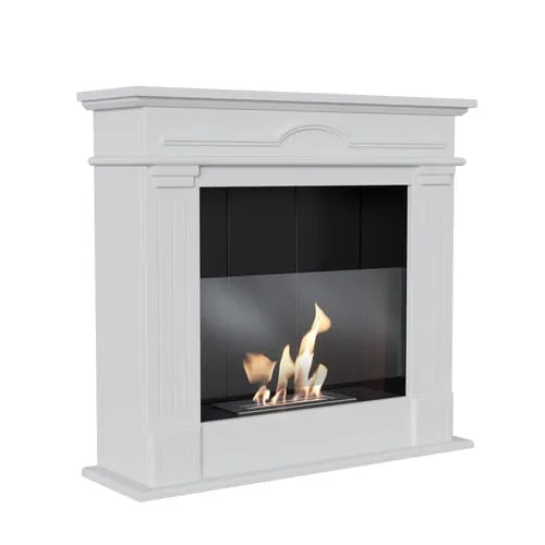 CHIMENEA BIOETANOL DE PORTAL DECEMBER TÜV BLANCO AUTOENSAMBLAJE CON ACRISTALAMIENTO