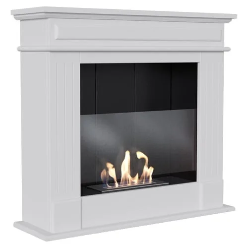 CHIMENEA BIOETANOL DE PORTAL NOVEMBER TÜV BLANCO AUTOENSAMBLAJE CON ACRISTALAMIENTO