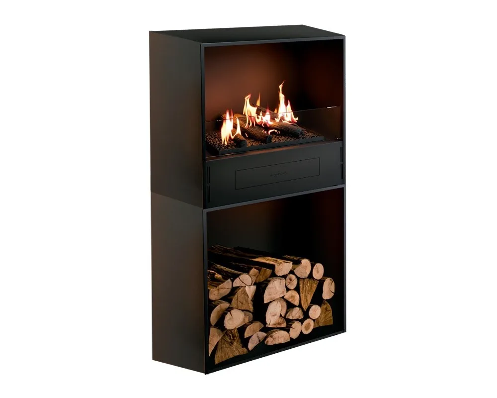 Chimenea de bioetanol electrónica MOSSWOOD CON LEÑERO