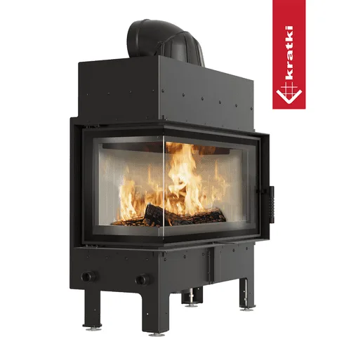 Chimenea de leña de acero KRATKI FLOKI L izquierdo 12 kW Ø 200