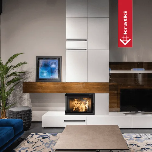 Chimenea de leña de acero KRATKI LUCY SLIM izquierda 8 kW Ø 160