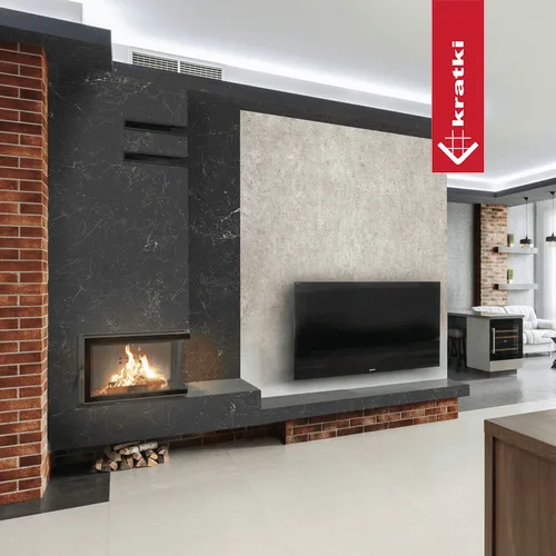 Chimenea de leña de acero KRATKI MBM derecha 10 kW Ø 200 vidrio doblado