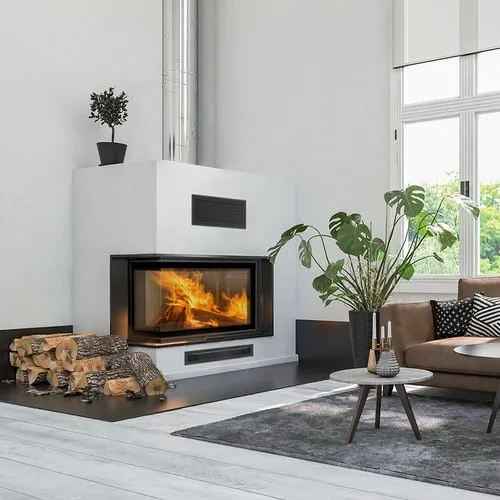 Chimenea de leña de acero KRATKI MBM izquierda 10 kW Ø 200