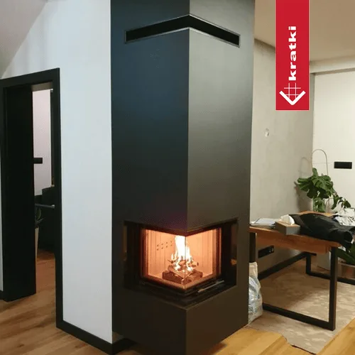 Chimenea de leña de acero KRATKI MBN izquierda 8 kW Ø 200