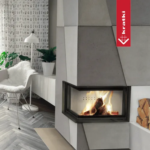 Chimenea de leña de acero KRATKI MBO derecha 15 kW Ø 200 puerta elevable