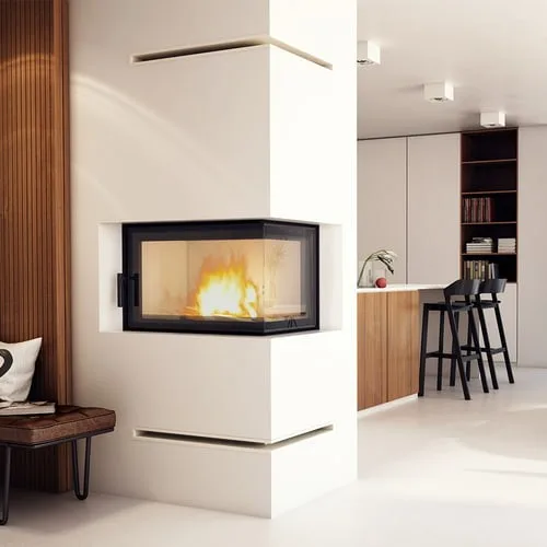 Chimenea de leña de acero KRATKI MBO derecha 15 kW Ø 200