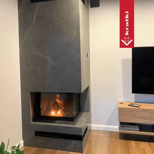 Chimenea de leña de acero KRATKI MBZ derecha 13 kW Ø 200