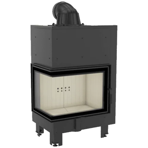 Chimenea de leña de acero KRATKI MBZ izquierda 13 kW Ø 200 vidrio doblado