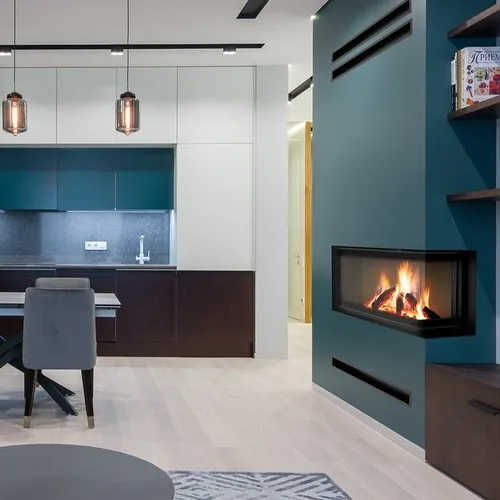 Chimenea de leña de acero KRATKI NADIA derecha 14 kW Ø 200 puerta elevable