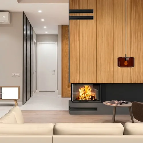 Chimenea de leña de acero KRATKI VNL 810/410 14 kW Ø 200 puerta elevable