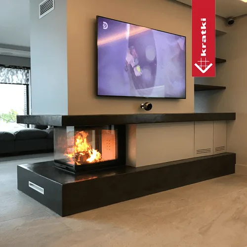 Chimenea de leña de acero NBU izquierda derecha 11 kW Ø 200 puerta elevable