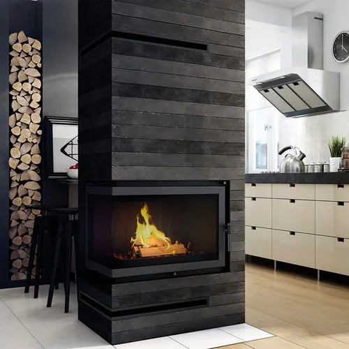Chimenea de leña de hierro fundido KRATKI OLIWIA izquierda 16 kW Ø 200
