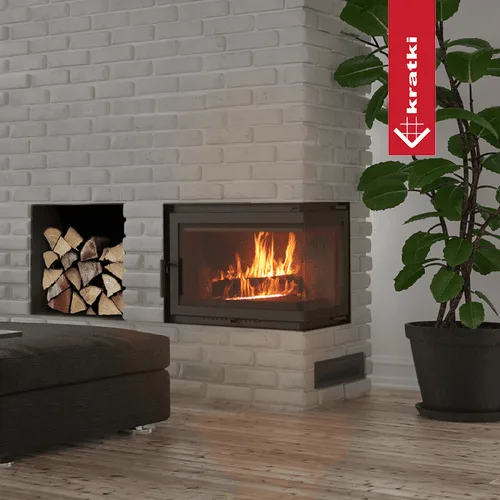 Chimenea de leña de hierro fundido KRATKI SIMPLE derecha 8 kW Ø 200