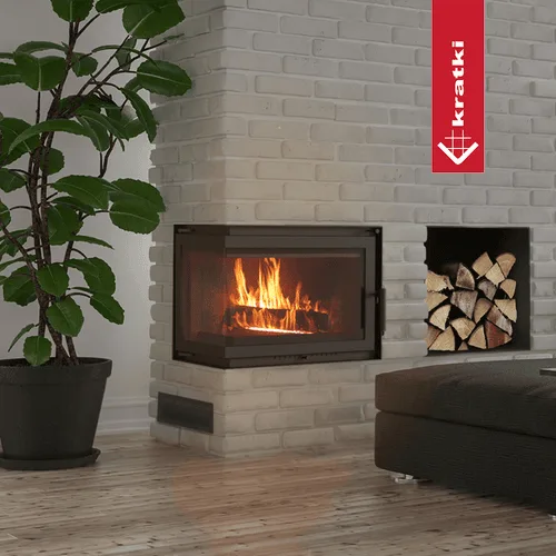 Chimenea de leña de hierro fundido KRATKI SIMPLE izquierda 8 kW Ø 200