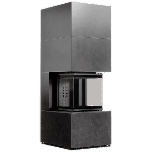 Chimenea modular KRATKI NBC 500/500 Alta 8 kW Ø 200 puerta elevable Sinter de cuarzo FOKOS GRAFITE thermotec negro