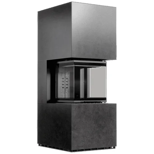 Chimenea modular KRATKI NBC 500/500 Bajo 8 kW Ø 200 puerta elevable Sinter de cuarzo FOKOS GRAFITE thermotec negro