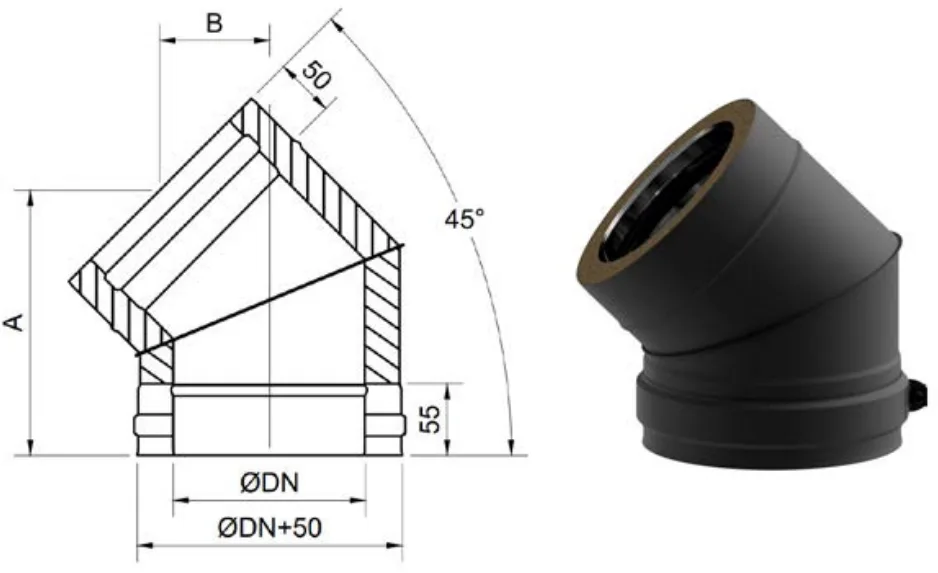 Codo a 45º Exoblack DW