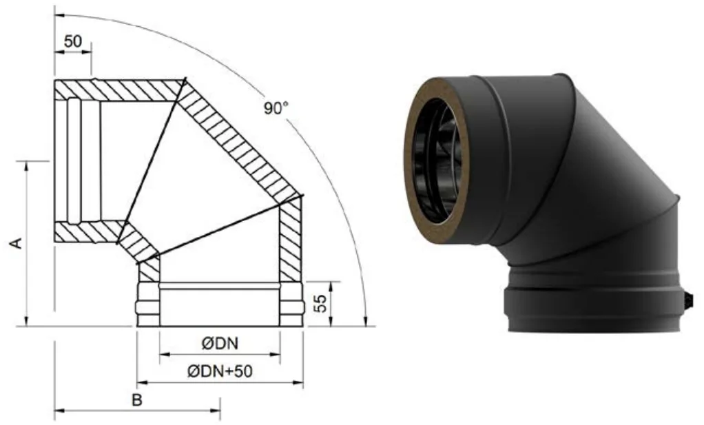 Codo a 90º Exoblack DW
