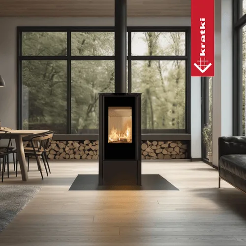 Estufa de leña de acero KRATKI HATI Ø 150 5,5 kW