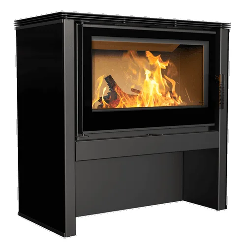 Estufa de leña de acero KRATKI JUNO 12 kW Ø 160 panel negro