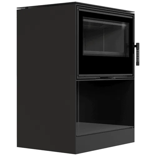 Estufa de leña de acero KRATKI KARI 70 Ø 150 8 kW espacio de madera revestimiento thermotec negro
