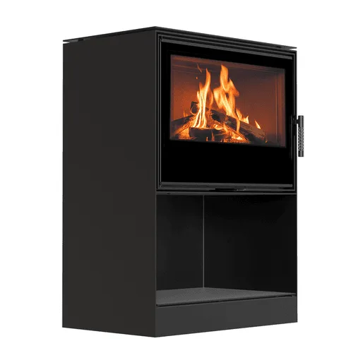 Estufa de leña de acero KRATKI KARI 80 Ø 180 12 kW espacio de madera revestimiento thermotec negro