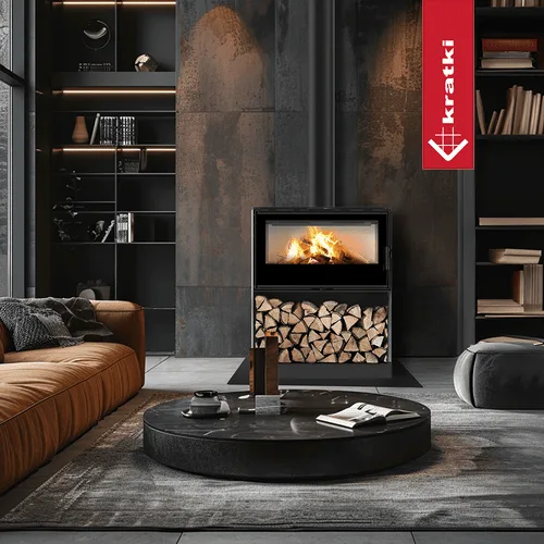 Estufa de leña de acero KRATKI KARI 95 Ø 180 14 kW espacio de madera