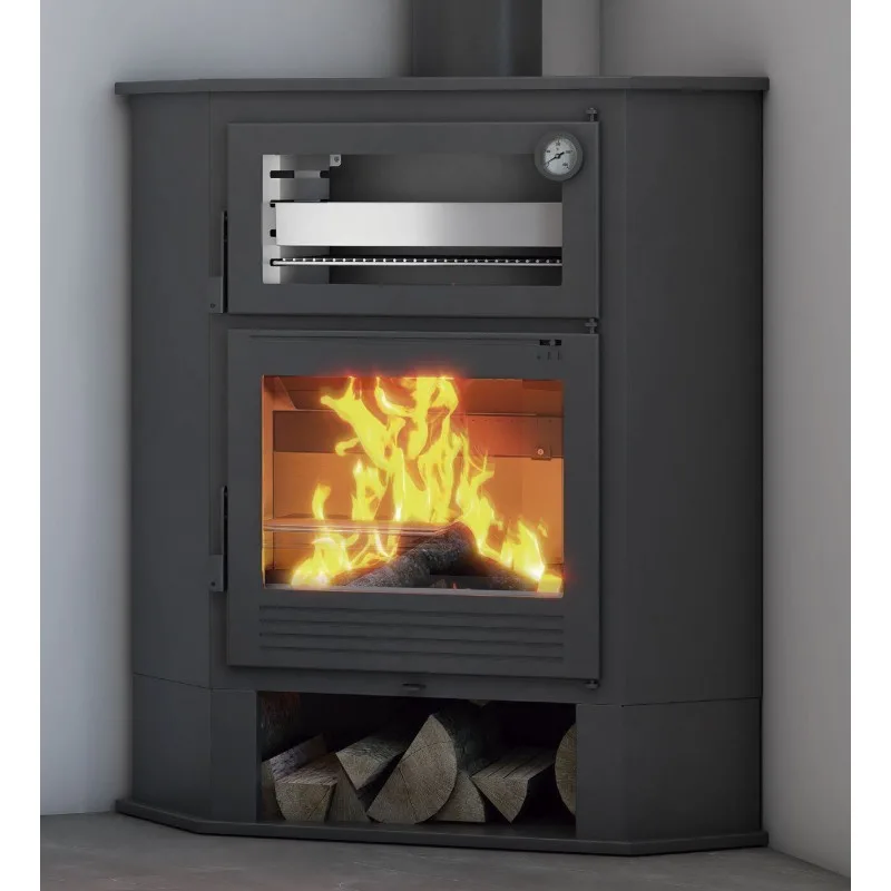 Estufa de leña de rincón con horno inox CH-8 R
