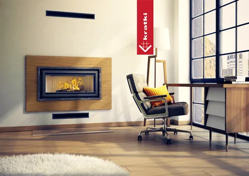 Kominek z p?aszczem wodnym KRATKI MILA gilotyna 24 kW Ø 200 podwójna szyba